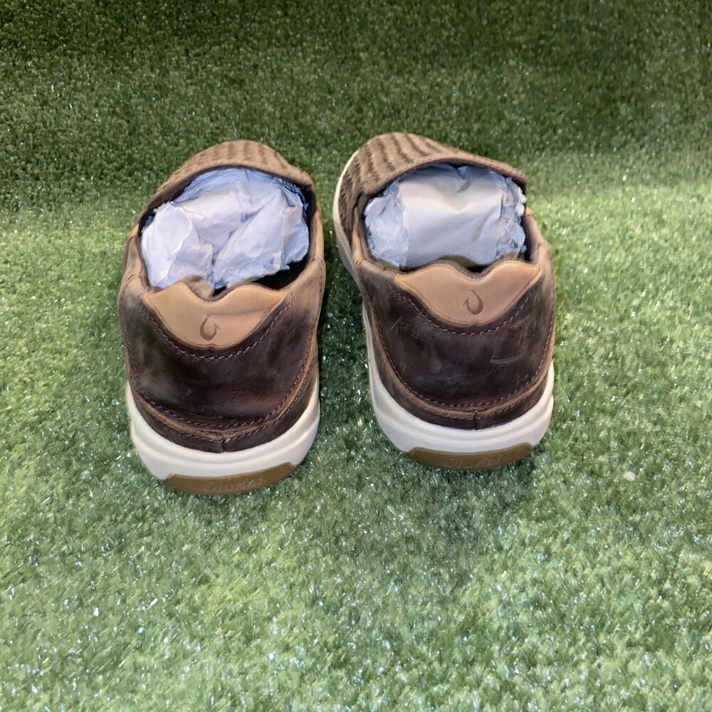 OluKai Lae'ahi Lauhala Woven Leather Slip-On Shoes Brown Mens 11 Comfort Loafers - Picture 6 of 10